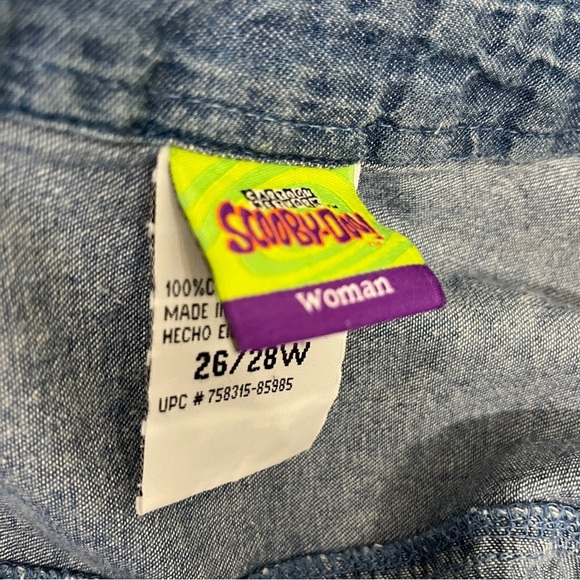 Cartoon Network Scooby-Doo Denim Vest Shirt Vintage 2000s Y2K Size 26/28W - Picture 2 of 9